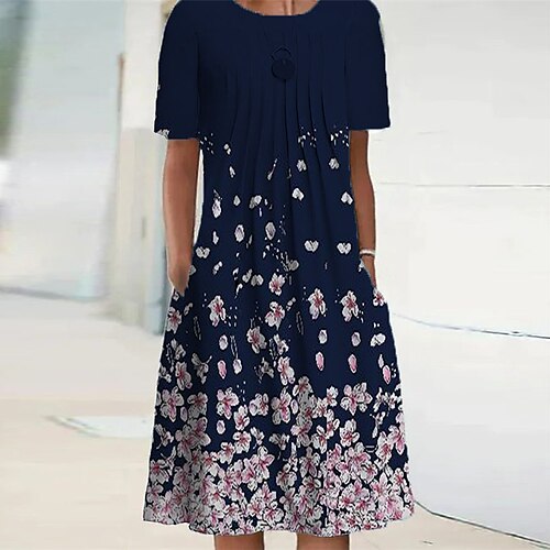 Women's Casual Dress Shift Dress Navy Blue Short Sleeve Floral Pocket Spring Summer Crew Neck 2022 S M L XL XXL 3XL
Women's Casual Dress Shift Dress Navy Blue Short Sleeve Floral Pocket Spring Summer Crew Neck 2022 S M L XL XXL 3XL