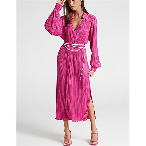 Women's Cocktail Dress Shirt Dress Swing Dress Midi Dress Black Pink Orange Long Sleeve Pure Color Pleated Winter Fall Autumn Shirt Collar Fashion Party Winter Dress Fall Dress Slim 2022 S M L
Women's Cocktail Dress Shirt Dress Swing Dress Midi Dress Black Pink Orange Long Sleeve Pure Color Pleated Winter Fall Autumn Shirt Collar Fashion Party Winter Dress Fall Dress Slim 2022 S M L