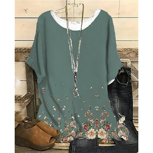 Damen Übergröße Oberteile Bluse Hemd Blumen Bedruckt Halbe Ärmel Rundhalsausschnitt Strassenmode Täglich Sport Baumwoll-Spandex-Trikot Frühling Sommer Grün Grau
Damen Übergröße Oberteile Bluse Hemd Blumen Bedruckt Halbe Ärmel Rundhalsausschnitt Strassenmode Täglich Sport Baumwoll-Spandex-Trikot Frühling Sommer Grün Grau