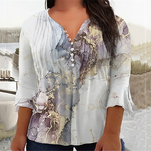 Women's Plus Size Tops Blouse Shirt Color Gradient Button Print 3/4 Length Sleeve V Neck Casual Daily Vacation Cotton Spandex Jersey Winter Fall Gray
Women's Plus Size Tops Blouse Shirt Color Gradient Button Print 3/4 Length Sleeve V Neck Casual Daily Vacation Cotton Spandex Jersey Winter Fall Gray