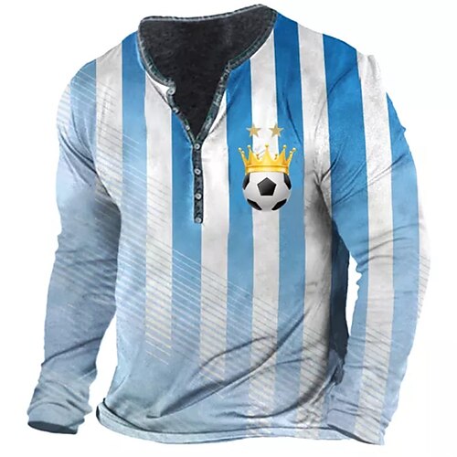 Men's T shirt Tee Henley Shirt Tee Graphic Football Striped Henley Blue 3D Print Outdoor Daily Long Sleeve Button-Down Print Clothing Apparel Basic Designer Classic Comfortable / Sports
Men's T shirt Tee Henley Shirt Tee Graphic Football Striped Henley Blue 3D Print Outdoor Daily Long Sleeve Button-Down Print Clothing Apparel Basic Designer Classic Comfortable / Sports