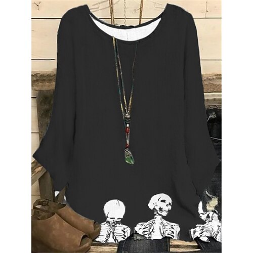 Women's Plus Size Tops Blouse Shirt Skull Pumpkin Print Long Sleeve Crewneck Casual Halloween Halloween Daily Polyester Fall Winter Orange White
Women's Plus Size Tops Blouse Shirt Skull Pumpkin Print Long Sleeve Crewneck Casual Halloween Halloween Daily Polyester Fall Winter Orange White