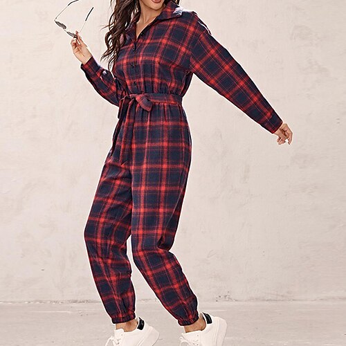 Women's Jumpsuit High Waist Print Plaid Shirt Collar Streetwear Street Daily Regular Fit Long Sleeve Red S M L Winter
Women's Jumpsuit High Waist Print Plaid Shirt Collar Streetwear Street Daily Regular Fit Long Sleeve Red S M L Winter