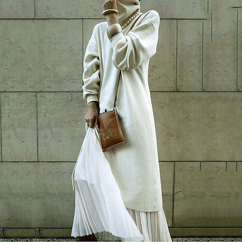 Women's Casual Dress Swing Dress Knit Dress White Long Sleeve Pure Color Knit Winter Fall Autumn Turtleneck Fashion Winter Dress Fall Dress Loose Fit 2022 One-Size
Women's Casual Dress Swing Dress Knit Dress White Long Sleeve Pure Color Knit Winter Fall Autumn Turtleneck Fashion Winter Dress Fall Dress Loose Fit 2022 One-Size