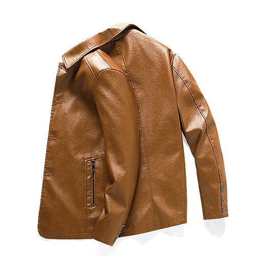 Men's Faux Leather Jacket Biker Jacket Motorcycle Jacket Windproof Daily Wear Single Breasted Turndown Comfort Leisure Jacket Outerwear Solid / Plain Color Zipper Pocket Black Dark Blue Brown
Men's Faux Leather Jacket Biker Jacket Motorcycle Jacket Windproof Daily Wear Single Breasted Turndown Comfort Leisure Jacket Outerwear Solid / Plain Color Zipper Pocket Black Dark Blue Brown