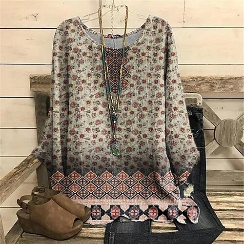 Women's Plus Size Tops Blouse Shirt Floral Print Long Sleeve Crewneck Casual Daily Vacation Polyester Winter Fall Green Blue
Women's Plus Size Tops Blouse Shirt Floral Print Long Sleeve Crewneck Casual Daily Vacation Polyester Winter Fall Green Blue