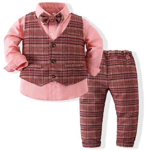 3 Pieces Toddler Boys Shirt & Pants Outfit Plaid Long Sleeve Set Anniversary Fashion Winter Fall 3-7 Years Pink
3 Pieces Toddler Boys Shirt & Pants Outfit Plaid Long Sleeve Set Anniversary Fashion Winter Fall 3-7 Years Pink