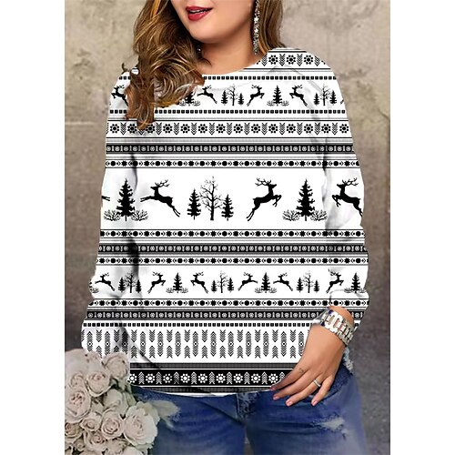 Women's Plus Size Christmas Tops Pullover Sweatshirt Graphic Color Block Long Sleeve Crewneck Streetwear Daily Polyester Winter Fall Black And White Green
Women's Plus Size Christmas Tops Pullover Sweatshirt Graphic Color Block Long Sleeve Crewneck Streetwear Daily Polyester Winter Fall Black And White Green