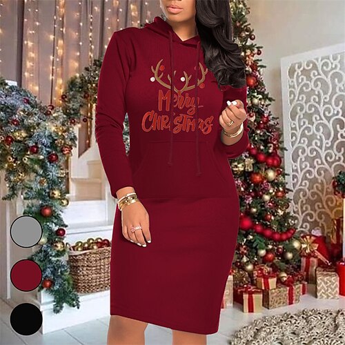 Women's Christmas Casual Dress Hoodie Dress Red Grey Black Long Sleeve Letter Print Pocket Print Winter Fall Hooded Stylish Casual Fall Dress 2022 S M L XL 2XL / Winter Dress / Sheath Dress
Women's Christmas Casual Dress Hoodie Dress Red Grey Black Long Sleeve Letter Print Pocket Print Winter Fall Hooded Stylish Casual Fall Dress 2022 S M L XL 2XL / Winter Dress / Sheath Dress