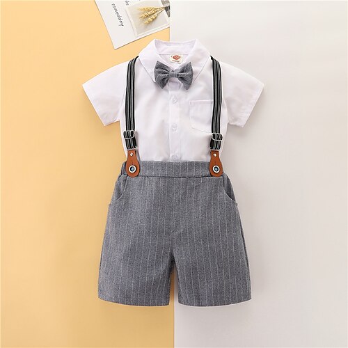 3 Pieces Toddler Boys T-shirt & Shorts Outfit Solid Color Color Block Short Sleeve Button Set School Neutral Fashion Fall Spring 1-3 Years White
3 Pieces Toddler Boys T-shirt & Shorts Outfit Solid Color Color Block Short Sleeve Button Set School Neutral Fashion Fall Spring 1-3 Years White