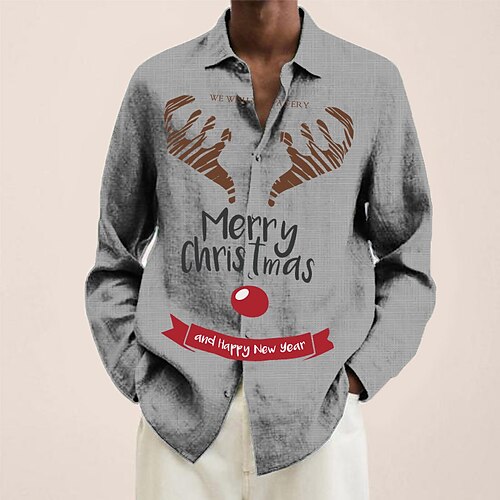 Men's Shirt Letter Elk Turndown Gray 3D Print Outdoor Christmas Long Sleeve Button-Down Print Clothing Apparel Fashion Designer Casual Breathable
Men's Shirt Letter Elk Turndown Gray 3D Print Outdoor Christmas Long Sleeve Button-Down Print Clothing Apparel Fashion Designer Casual Breathable