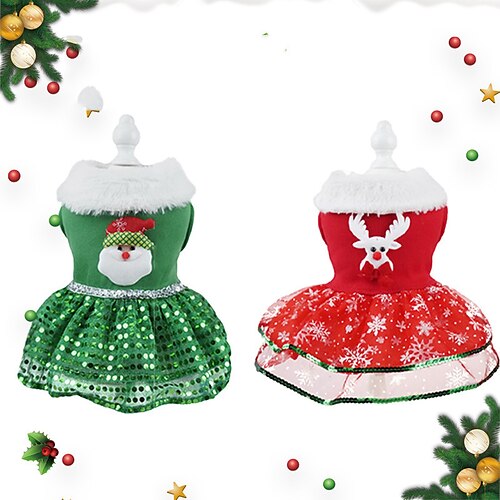 

Dog Cat Dress Santa Claus Adorable Stylish Ordinary Casual Daily Party Outdoor Winter Dog Clothes Puppy Clothes Dog Outfits Warm Green Red Costume for Girl and Boy Dog Polyester S M L XL / Christmas