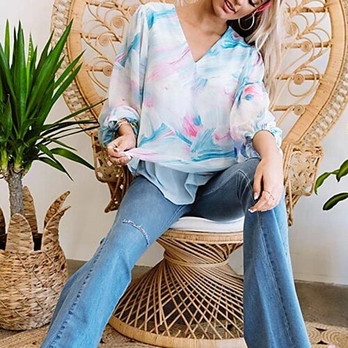 Women's Shirt Blue Pink Tie Dye Print Long Sleeve Casual Streetwear V Neck Regular S
Women's Shirt Blue Pink Tie Dye Print Long Sleeve Casual Streetwear V Neck Regular S
