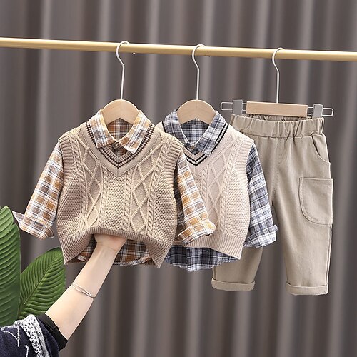 3 Pieces Toddler Boys Shirt & Pants Outfit Plaid Long Sleeve Pocket Cotton Set School Fashion Daily Winter Fall 3-7 Years Brown Beige
3 Pieces Toddler Boys Shirt & Pants Outfit Plaid Long Sleeve Pocket Cotton Set School Fashion Daily Winter Fall 3-7 Years Brown Beige