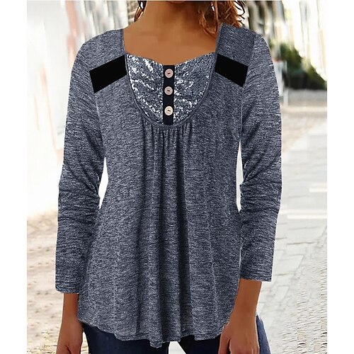 Women's Blouse Shirt Tunic Gray Plain Button Flowing tunic Long Sleeve Daily Weekend Streetwear Casual Square Neck Long S
Women's Blouse Shirt Tunic Gray Plain Button Flowing tunic Long Sleeve Daily Weekend Streetwear Casual Square Neck Long S