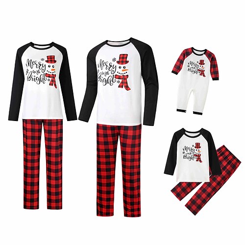 Family Look Christmas Pajamas Plaid Letter Snowman Home White Long Sleeve Basic Matching Outfits
Family Look Christmas Pajamas Plaid Letter Snowman Home White Long Sleeve Basic Matching Outfits