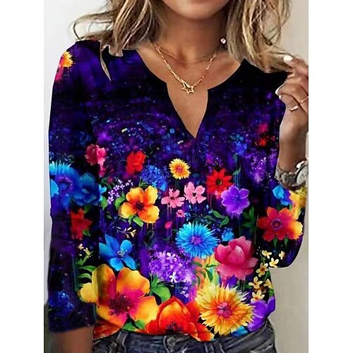 Women's T shirt Tee Blue Red Beige Graphic Floral Print Long Sleeve Casual Holiday V Neck Regular S
Women's T shirt Tee Blue Red Beige Graphic Floral Print Long Sleeve Casual Holiday V Neck Regular S