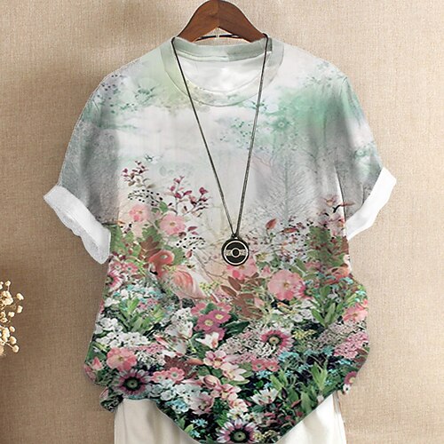 Women's Plus Size Tops T shirt Tee Floral Print Short Sleeve Crewneck Streetwear Daily Sports Cotton Spandex Jersey Spring Summer Green
Women's Plus Size Tops T shirt Tee Floral Print Short Sleeve Crewneck Streetwear Daily Sports Cotton Spandex Jersey Spring Summer Green
