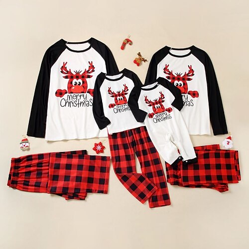 Family Look Christmas Pajamas Plaid Letter Deer Home White Long Sleeve Basic Matching Outfits
Family Look Christmas Pajamas Plaid Letter Deer Home White Long Sleeve Basic Matching Outfits