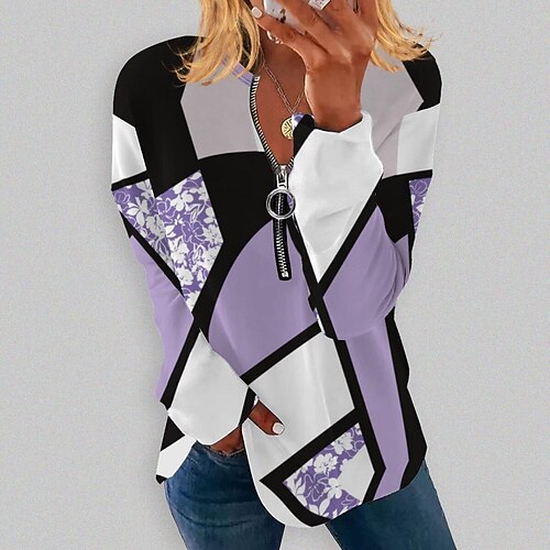 Women's Sweatshirt Pullover Basic Zipper Green Blue Purple Floral Color Block Street V Neck Long Sleeve S M L XL 2XL 3XL
Women's Sweatshirt Pullover Basic Zipper Green Blue Purple Floral Color Block Street V Neck Long Sleeve S M L XL 2XL 3XL