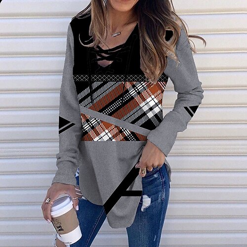Women's Sweatshirt Pullover Streetwear Blue Red Gray Plaid Street V Neck Long Sleeve S M L XL 2XL
Women's Sweatshirt Pullover Streetwear Blue Red Gray Plaid Street V Neck Long Sleeve S M L XL 2XL