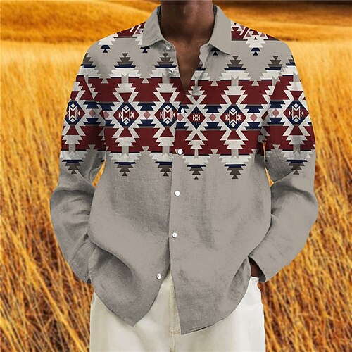 Men's Shirt Graphic Prints Geometry Turndown Blue Red 3D Print Outdoor Street Long Sleeve Button-Down Print Clothing Apparel Vintage Designer Ethnic Style Casual
Men's Shirt Graphic Prints Geometry Turndown Blue Red 3D Print Outdoor Street Long Sleeve Button-Down Print Clothing Apparel Vintage Designer Ethnic Style Casual
