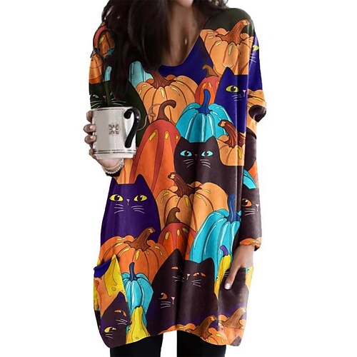 Women's T Shirt Dress Tee Dress Shift Dress Blue Long Sleeve Pumpkin Print Winter Fall Autumn Crew Neck 2022 S M L XL 2XL 3XL
Women's T Shirt Dress Tee Dress Shift Dress Blue Long Sleeve Pumpkin Print Winter Fall Autumn Crew Neck 2022 S M L XL 2XL 3XL