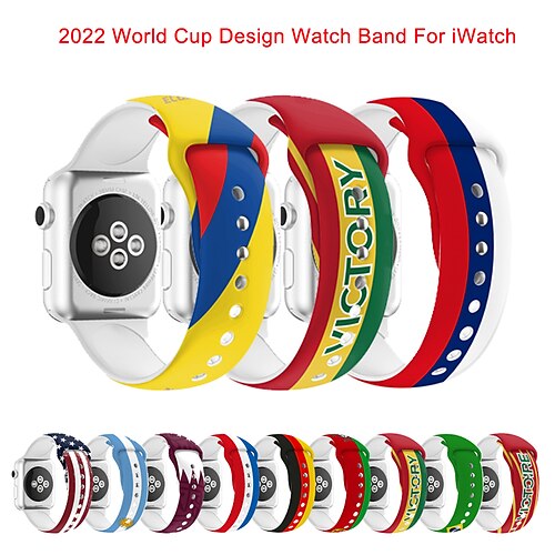 World Cup Qatar Smart Watch Band Compatible with Apple iWatch 38/40mm 42/44/45/49mm Silicone Waterproof Adjustable Breathable Sport Band for iWatch Smartwatch Strap Wristband for Series 8/7/6/5/4/3/2
World Cup Qatar Smart Watch Band Compatible with Apple iWatch 38/40mm 42/44/45/49mm Silicone Waterproof Adjustable Breathable Sport Band for iWatch Smartwatch Strap Wristband for Series 8/7/6/5/4/3/2