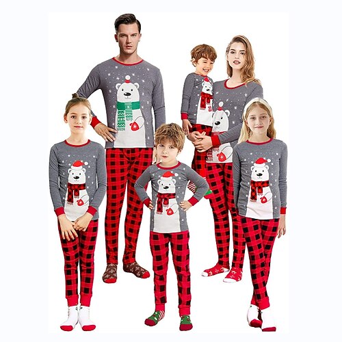 Family Look Christmas Pajamas Plaid Bear Home Gray Long Sleeve Basic Matching Outfits
Family Look Christmas Pajamas Plaid Bear Home Gray Long Sleeve Basic Matching Outfits