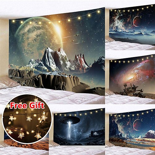 Universe Sky Moon Wall Tapestry Art Decor Blanket Curtain Picnic Tablecloth Hanging Home Bedroom Living Room Dorm Decoration Gift Polyester (with LED String Lights)
Universe Sky Moon Wall Tapestry Art Decor Blanket Curtain Picnic Tablecloth Hanging Home Bedroom Living Room Dorm Decoration Gift Polyester (with LED String Lights)
