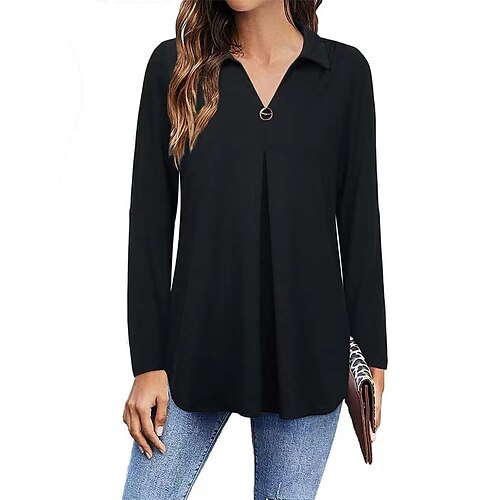 Women's T shirt Tee Purple Army Green Navy Blue Plain Button Long Sleeve Casual Basic Shirt Collar Regular S
Women's T shirt Tee Purple Army Green Navy Blue Plain Button Long Sleeve Casual Basic Shirt Collar Regular S