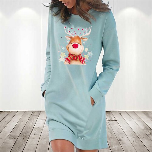 Women's Christmas Casual Dress Hoodie Dress Light Blue Grey White Long Sleeve Elk Pocket Print Winter Fall Crew Neck Stylish Casual Fall Dress Loose Fit 2022 S M L XL 2XL / Cotton / Winter Dress
Women's Christmas Casual Dress Hoodie Dress Light Blue Grey White Long Sleeve Elk Pocket Print Winter Fall Crew Neck Stylish Casual Fall Dress Loose Fit 2022 S M L XL 2XL / Cotton / Winter Dress
