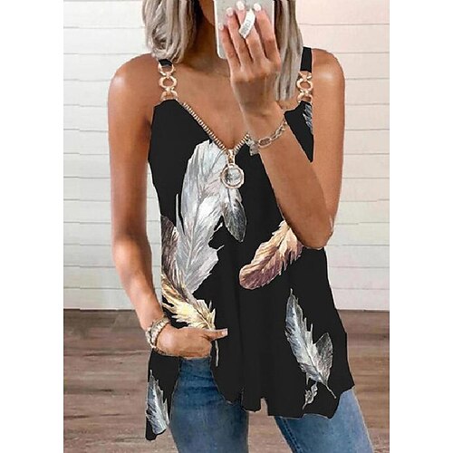 Women's Tank Top Camis Black Blue Purple Feather Quarter Zip Print Sleeveless Casual Basic V Neck Regular S
Women's Tank Top Camis Black Blue Purple Feather Quarter Zip Print Sleeveless Casual Basic V Neck Regular S