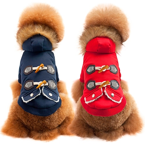 

Dog Cat Coat Solid Colored Adorable Stylish Ordinary Outdoor Casual Daily Winter Dog Clothes Puppy Clothes Dog Outfits Warm Blue Red Costume for Girl and Boy Dog Cotton S M L XL XXL
