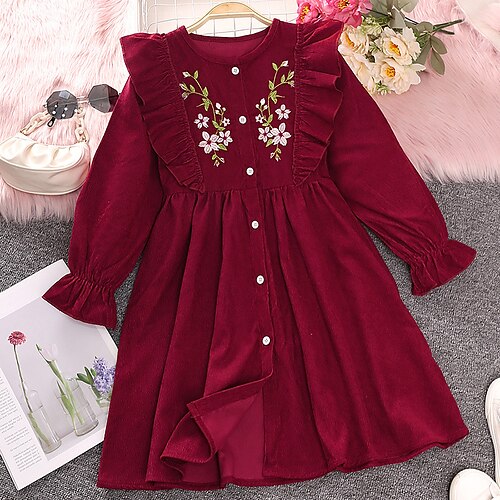 Kids Girls' Dress Floral A Line Dress Dress School Long Sleeve Cute Dress 5-12 Years Winter Wine Red / Fall
Kids Girls' Dress Floral A Line Dress Dress School Long Sleeve Cute Dress 5-12 Years Winter Wine Red / Fall