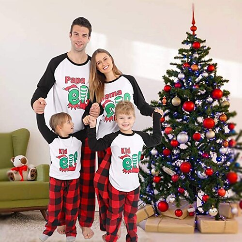 Family Look Christmas Pajamas Plaid Letter Home White Long Sleeve Basic Matching Outfits
Family Look Christmas Pajamas Plaid Letter Home White Long Sleeve Basic Matching Outfits