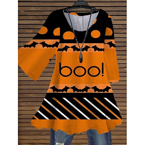 Women's Plus Size Tops Blouse Shirt Letter Pumpkin Print 3/4 Length Sleeve Crewneck Casual Halloween Halloween Daily Cotton Spandex Jersey Fall Winter Yellow Orange
Women's Plus Size Tops Blouse Shirt Letter Pumpkin Print 3/4 Length Sleeve Crewneck Casual Halloween Halloween Daily Cotton Spandex Jersey Fall Winter Yellow Orange