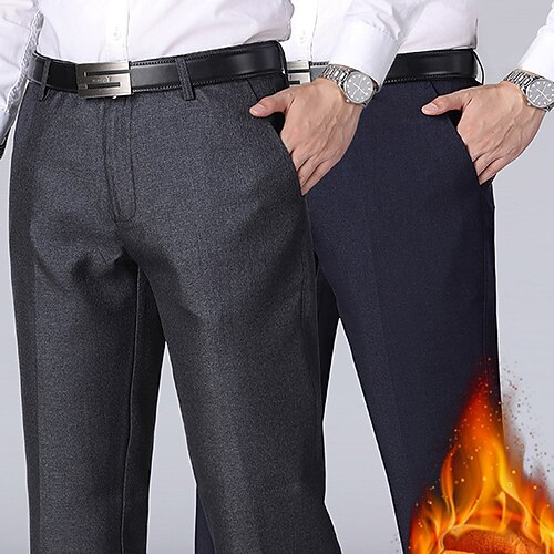 Men's Dress Pants Fleece Pants Winter Pants Trousers Pocket Solid Color Comfort Warm Business Casual Daily Retro Vintage Formal Black Dusty Blue Stretchy 
Men's Dress Pants Fleece Pants Winter Pants Trousers Pocket Solid Color Comfort Warm Business Casual Daily Retro Vintage Formal Black Dusty Blue Stretchy