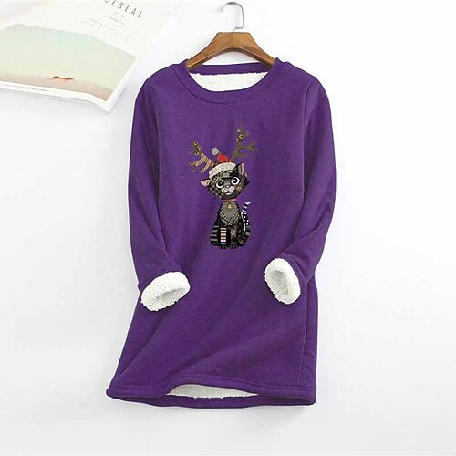 Women's Plus Size Christmas Fleece Tops Animal Cat Print Long Sleeve Crew Neck Casual Sherpa Fleece Vacation Polyester Winter Fall Yellow Khaki / T Shirt Dress Tee Dress / Casual Dress
Women's Plus Size Christmas Fleece Tops Animal Cat Print Long Sleeve Crew Neck Casual Sherpa Fleece Vacation Polyester Winter Fall Yellow Khaki / T Shirt Dress Tee Dress / Casual Dress