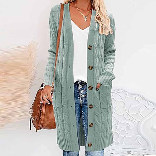 Dame Cardigan Sweater Jumper Kabel Strikke Knap Lomme Ren farve V-hals Stilfuld Afslappet udendørs Daglig Vinter Efterår Grøn Gul S M L / Langærmet / Ferie / Regulær / I-byen-tøj
Dame Cardigan Sweater Jumper Kabel Strikke Knap Lomme Ren farve V-hals Stilfuld Afslappet udendørs Daglig Vinter Efterår Grøn Gul S M L / Langærmet / Ferie / Regulær / I-byen-tøj