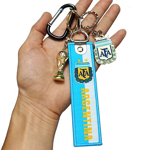 

4 Pcs World Cup Spain Netherlands Germany Brazil Argentina Portugal Football Cup Keychain Small pendant