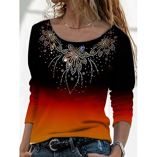 Women's T shirt Tee Blue Red Graphic Color Gradient Sparkle Long Sleeve Casual Weekend Basic Round Neck Regular Painting S
Women's T shirt Tee Blue Red Graphic Color Gradient Sparkle Long Sleeve Casual Weekend Basic Round Neck Regular Painting S