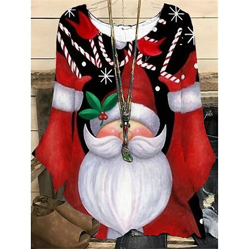 Women's Plus Size Christmas Tops Blouse Shirt Letter Santa Claus Print Long Sleeve Casual Holiday Daily Polyester Winter Fall Wine
Women's Plus Size Christmas Tops Blouse Shirt Letter Santa Claus Print Long Sleeve Casual Holiday Daily Polyester Winter Fall Wine