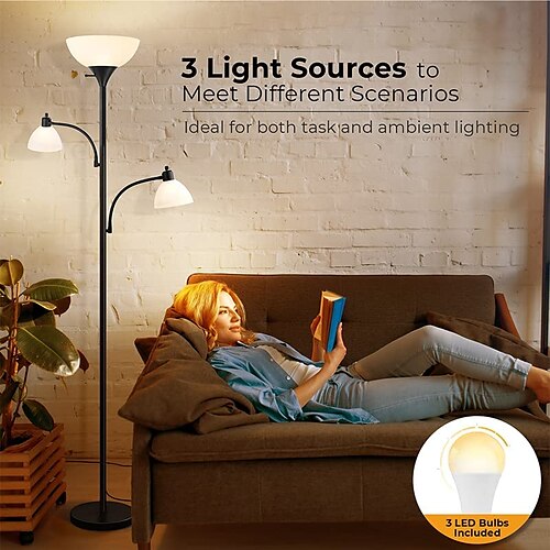 Sky Dome Double – High Brightness Torchiere Floor Lamp with 2 Reading Lights for Living Rooms, Bedrooms – Replace Halogen Standing Lamps with Efficient LED Office Lighting - Tall Black Pole
Sky Dome Double – High Brightness Torchiere Floor Lamp with 2 Reading Lights for Living Rooms, Bedrooms – Replace Halogen Standing Lamps with Efficient LED Office Lighting - Tall Black Pole