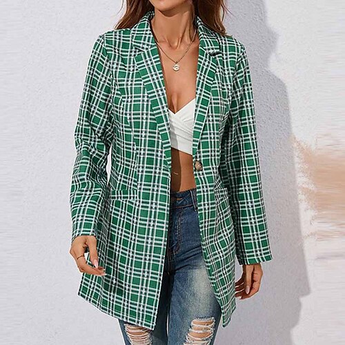 Women's Blazer Warm Breathable Outdoor Office Work Button Pocket Print Single Breasted Turndown OL Style Elegant Modern Plaid Regular Fit Outerwear Long Sleeve Winter Fall Green S M L XL XXL
Women's Blazer Warm Breathable Outdoor Office Work Button Pocket Print Single Breasted Turndown OL Style Elegant Modern Plaid Regular Fit Outerwear Long Sleeve Winter Fall Green S M L XL XXL