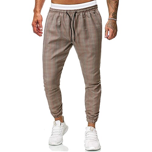 Men's Joggers Tapered pants Trousers Casual Pants Plaid Drawstring Trousers Pocket Elastic Waist Grid / Plaid Comfort Soft Daily Holiday Streetwear Casual Dark Khaki Micro-elastic / Elasticity
Men's Joggers Tapered pants Trousers Casual Pants Plaid Drawstring Trousers Pocket Elastic Waist Grid / Plaid Comfort Soft Daily Holiday Streetwear Casual Dark Khaki Micro-elastic / Elasticity