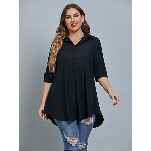 Women's Plus Size Shirt Dress Solid Color Shirt Collar Ruched Half Sleeve Fall Spring Casual Short Mini Dress Holiday Weekend Dress / Slim / Print
Women's Plus Size Shirt Dress Solid Color Shirt Collar Ruched Half Sleeve Fall Spring Casual Short Mini Dress Holiday Weekend Dress / Slim / Print