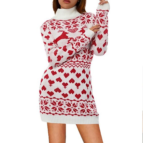 Women's Sweater Dress Winter Dress Shift Dress Red Long Sleeve Heart Elk Knit Winter Fall Turtleneck Elegant Casual Fit 2022 S M L XL 2XL
Women's Sweater Dress Winter Dress Shift Dress Red Long Sleeve Heart Elk Knit Winter Fall Turtleneck Elegant Casual Fit 2022 S M L XL 2XL