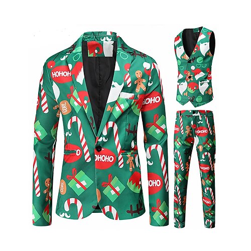 Green Men's Christmas Suits 3 Piece Patterned Standard Fit Single Breasted One-button 2022
Green Men's Christmas Suits 3 Piece Patterned Standard Fit Single Breasted One-button 2022