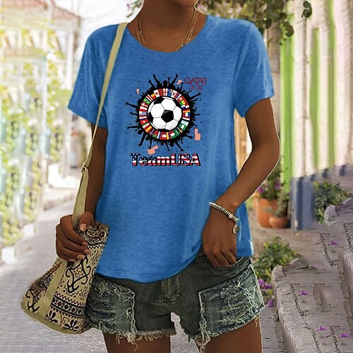 Women's T shirt Tee Green Blue Pink Graphic Letter Print Short Sleeve Daily Holiday Basic Round Neck Regular Painting S
Women's T shirt Tee Green Blue Pink Graphic Letter Print Short Sleeve Daily Holiday Basic Round Neck Regular Painting S